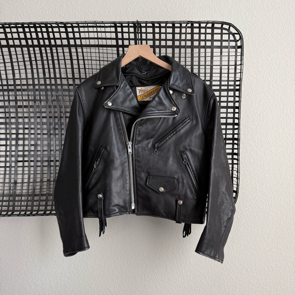 Schott NYC Black Leather Motorcycle Jacket